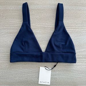 Acacia Swimwear Dawn Ribbed Bikini Top in Deep Navy